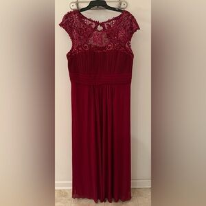 Ever Pretty Deep Red Lace Maxi Dress